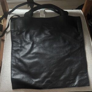 Elegant Black Leather Tote Bag